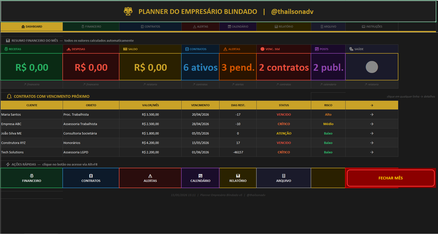 Planner Empresário Blindado